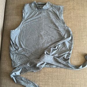 Lululemon blue wrap cropped tank. Mock neck light weight size 2. Barely worn.